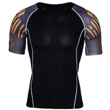 Summer Sports T-shirts Man's Printed Workout Fitness Short-sleeved Sports Running Shirt Tops 0720