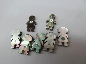 

12pcs 13charm20mm Genuine MOP Shell Blue White Mother of pearl shell evil boy girl harm bead