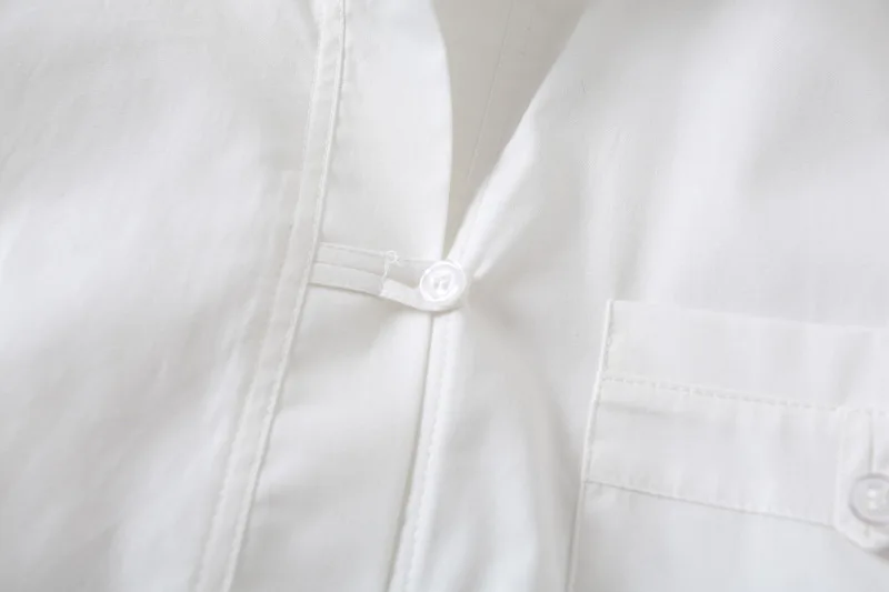 GCAROL весна осень отложной воротник Женская Офисная рубашка Асимметричная Длина карман блузка аккуратные белые идеальные базовые Топы