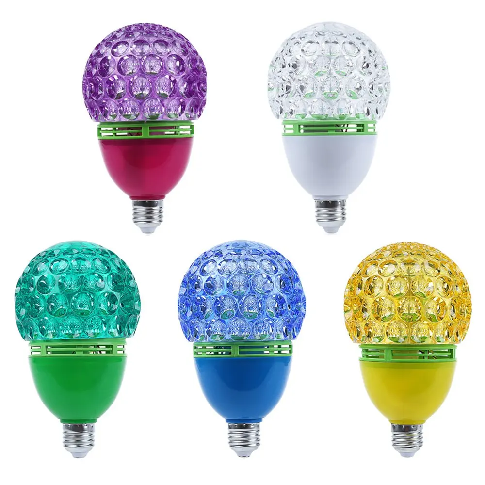 

3 Colors E27 3W LED Full Color 360 Degree Automatic Rotating Light Bulb for Mini Party,disco,KTV,home decoration