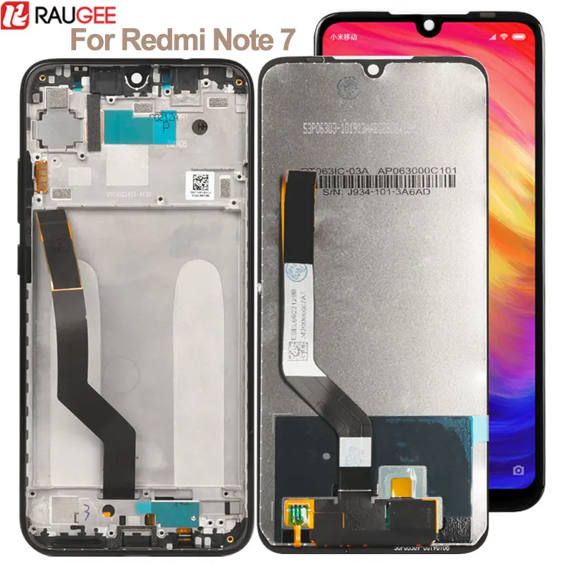 Pаспродажа Дисплей для Xiaomi Redmi Note 7, сенсорный ЖК экран с рамкой, дигитайзер, стеклянная панель для Redmi Note 7 Pro, запасной ЖК дисплей