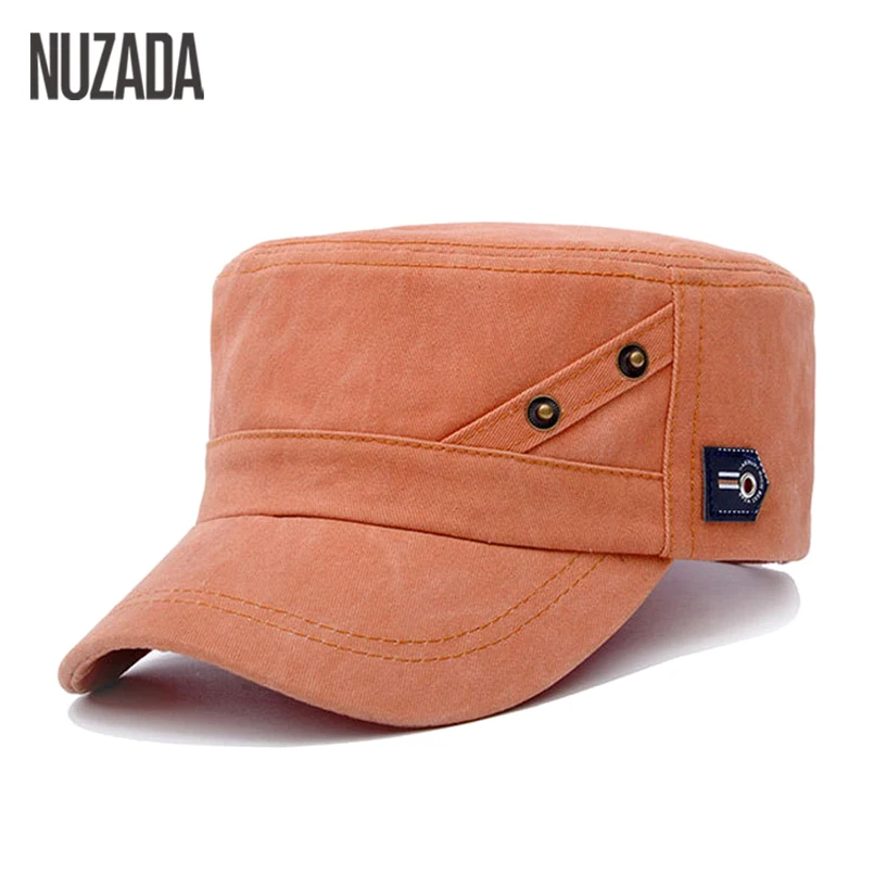 

Brands NUZADA Men Women Flat Top Cap Military Hats Visor Hat