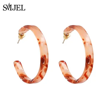 

SMJEL New Summer Hot Acrylic Resin Hoop Statement Earrings For Femme Bijoux Vintage Geometric Fashion Jewelry Earrings