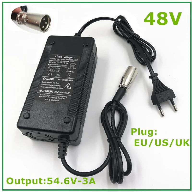 54.6V3A charger  54.6v 3A  electric bike lithium battery  charger for 48V lithium battery pack  XLR Plug  54.6V3A charger