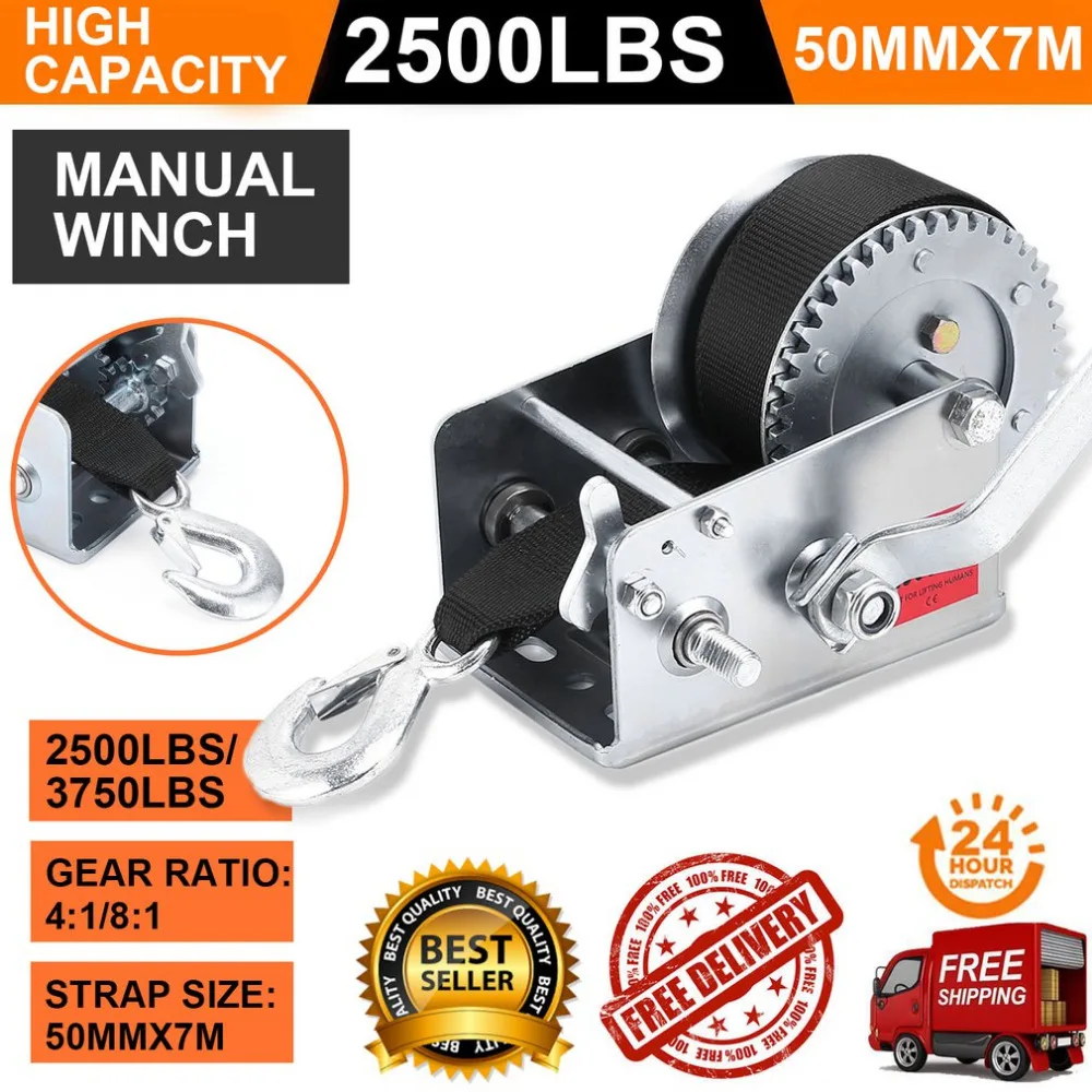 

Newest Durable 2500lbs Boat Trailer Marine Puller KC2500 Manual Winch With Webbing Sling Heavy Duty Lifting Sling Hand Tool