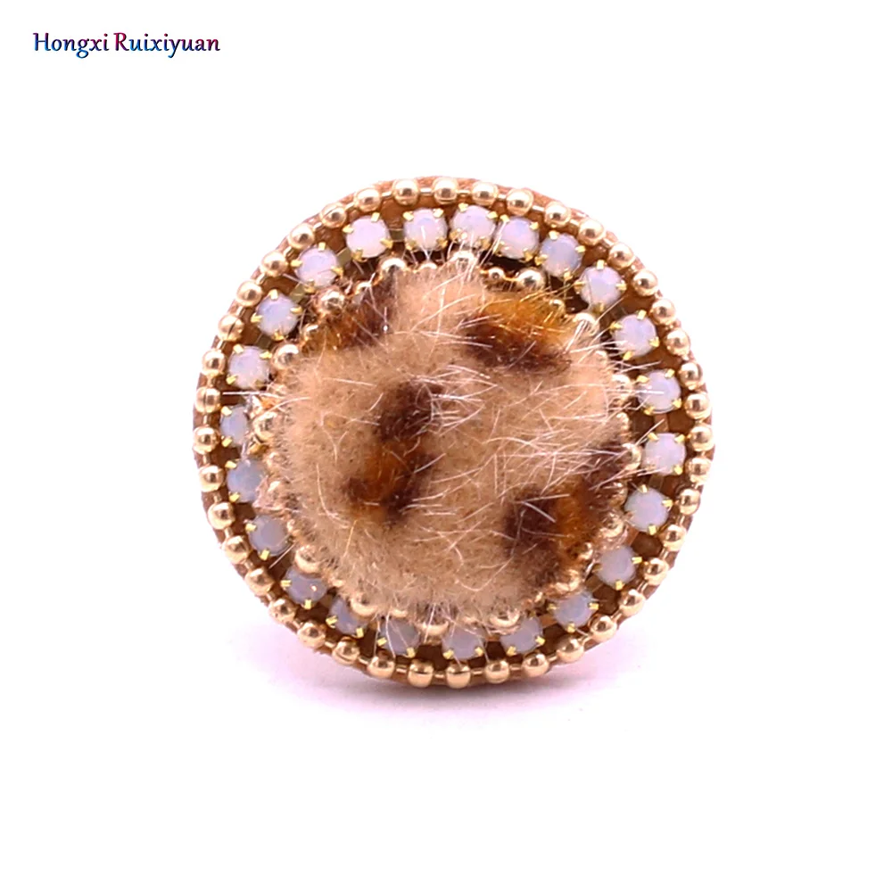 

Fashion ring rhinestone wrap round leopard skin rings for women charm adjustable ring fashion party wedding wild jewelry