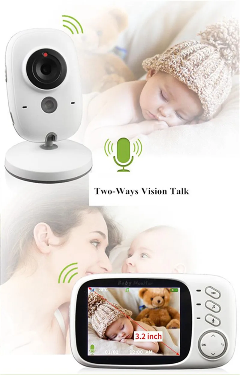 2017 Brand New 3.2-inch Large Screen Wireless Baby Monitor Caregiver Child Care Device Two-Way Voice Intercom Vision Talk Free3