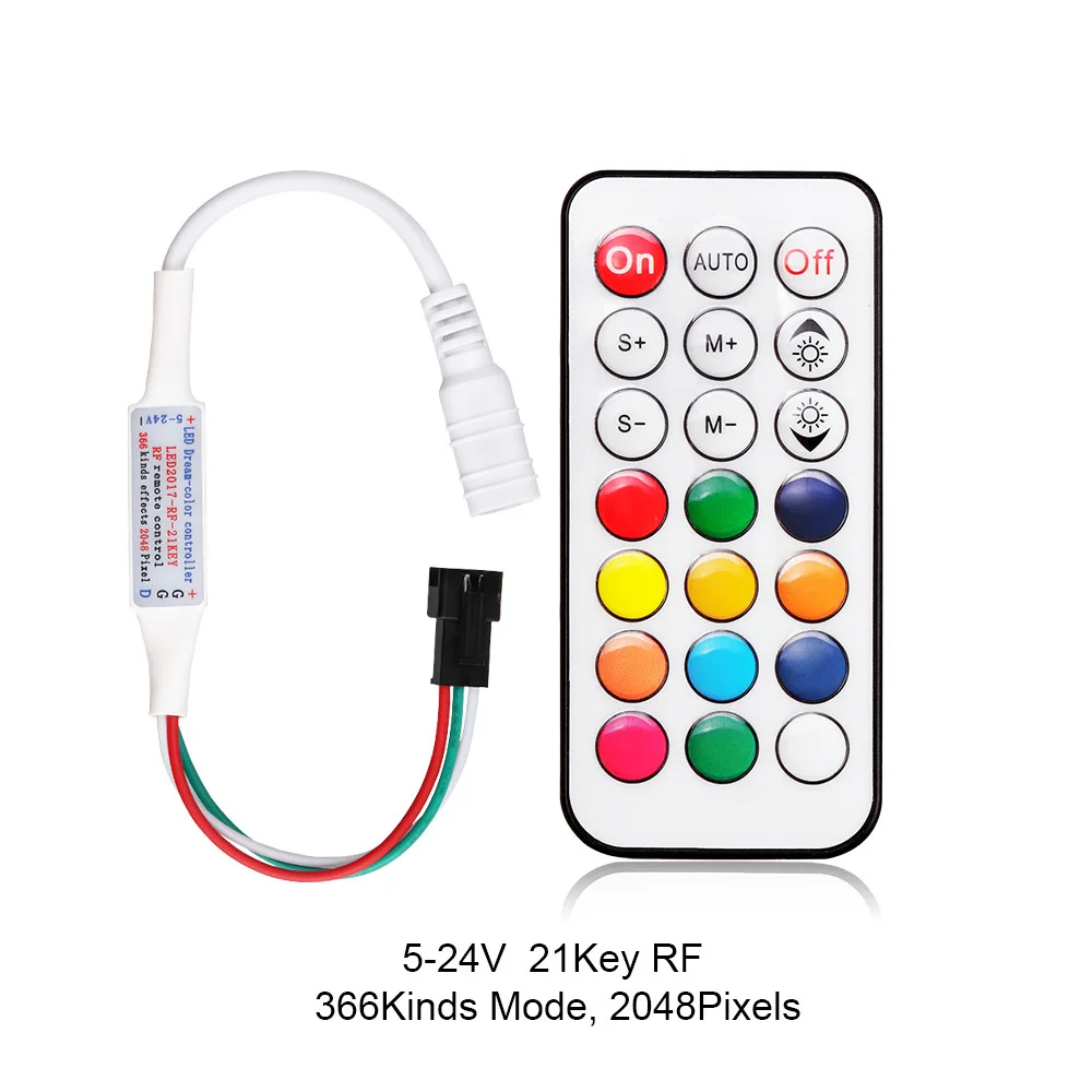 

Bluetooth RGB Led Strip Light Controller With 21 keys Led RF Remote Controller For WS2812 WS2812B WS2811 Led Lighting Lamp