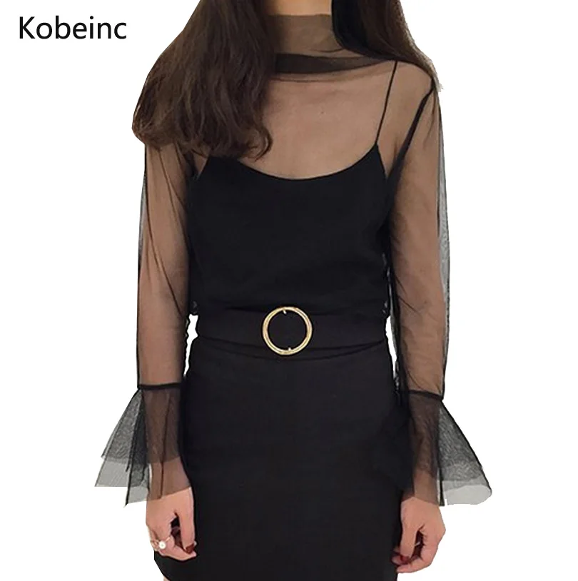 Fashion Perspective Base Women Tops Cozy Chiffon Mesh