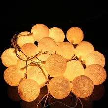 Hot Sale 20 Fabric Cotton Ball String Fairy Lights Wedding Holiday Party Home Decoration Lamp Bulb Blue