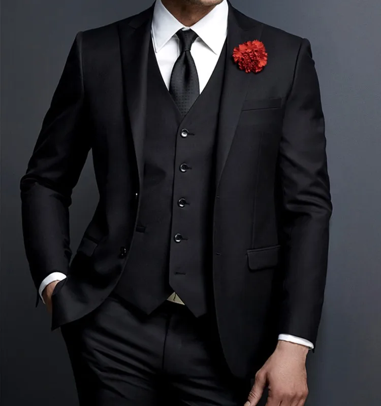 Black Wedding Suits For Men Slim Fit Formal Party Groom