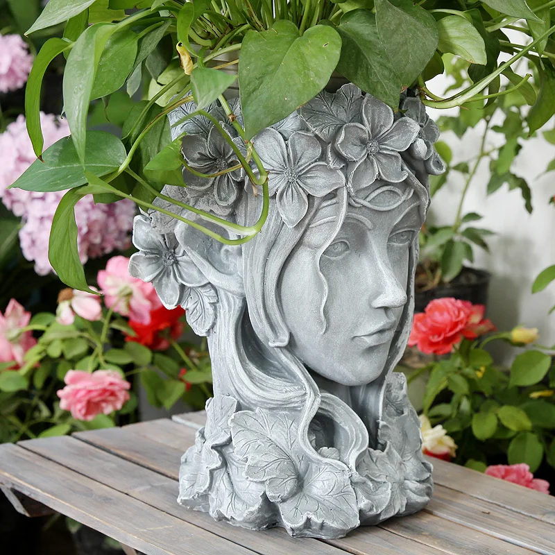 Богиня голова цветочный горшок греческий большой суккулент завод Творческий скандинавский красота статуя сад балкон продуктовый цветок