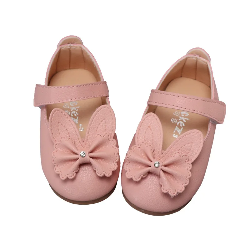 COZULMA/неглубокие повседневные туфли принцессы с бантиком для маленьких девочек модные детские туфли на плоской подошве с мягкой подошвой и кроличьими ушками размеры 15-30