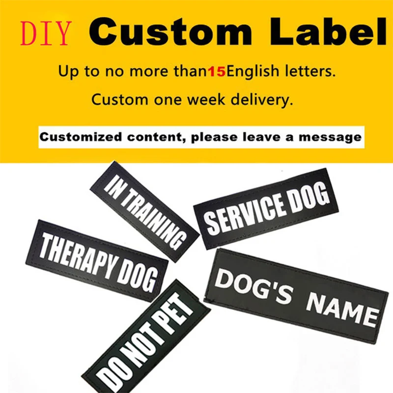 2pcs Personalized Custom Dog Harness Label Name Custom Tag DIY Logo Security Pet Harness Collar ...