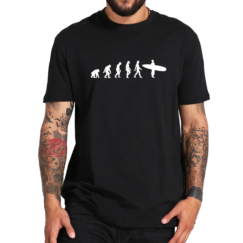 

Surfing T Shirt Funny Theory Of Evolution Clothes Maximal Exercise Surfers Tops 100% Cotton Hipster Adventurer T-shirt