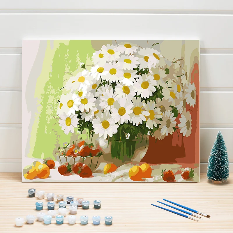 

Paint Coloring By Number On Canvas Flower Artworks Acrylics Oil Painting For Living Room Wall Bedroom Decoration Home Crafts DIY