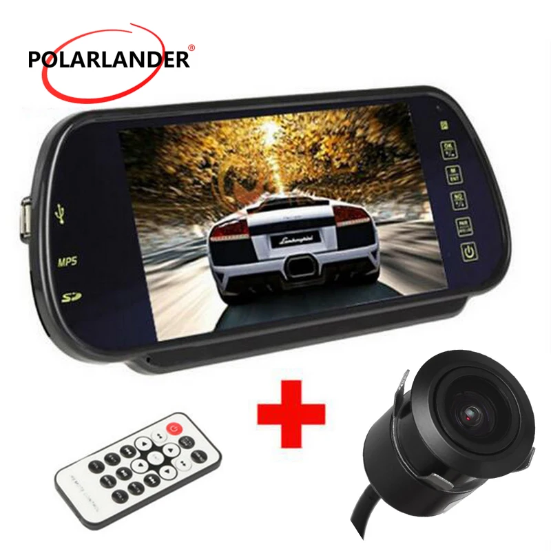 7 дюймовый TFT экран 12 24 в разъем MP5 USB/SD/FM зеркало заднего вида HD дисплей система