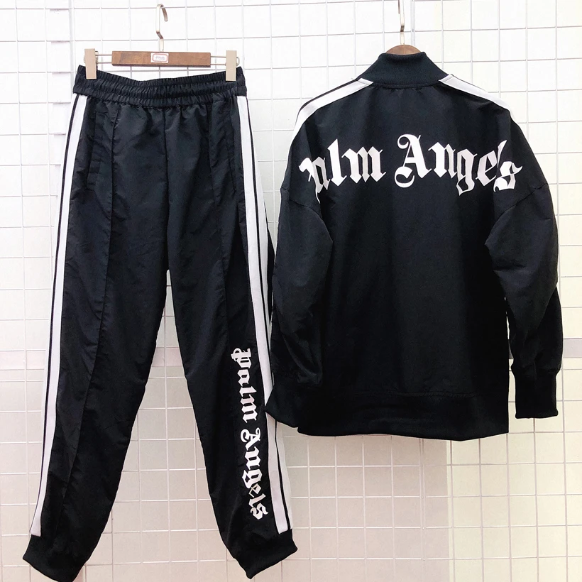 

2019 New Palm Angels Pants Men Women 1:1 High Quality Casual Pant Striped Purple Kanye Palm Angels Trousers Joggers