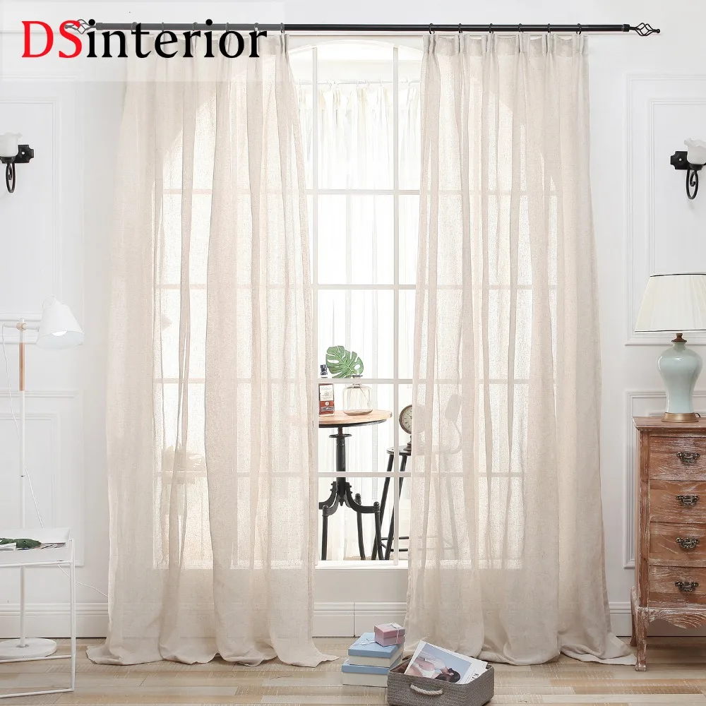 Us 617 5 Di Scontodsinterior Stile Naturale Lino Poliestere Tulle Pura Tenda Per Camera Da Letto O Soggiorno Finestra In Tende Da Casa E Giardino