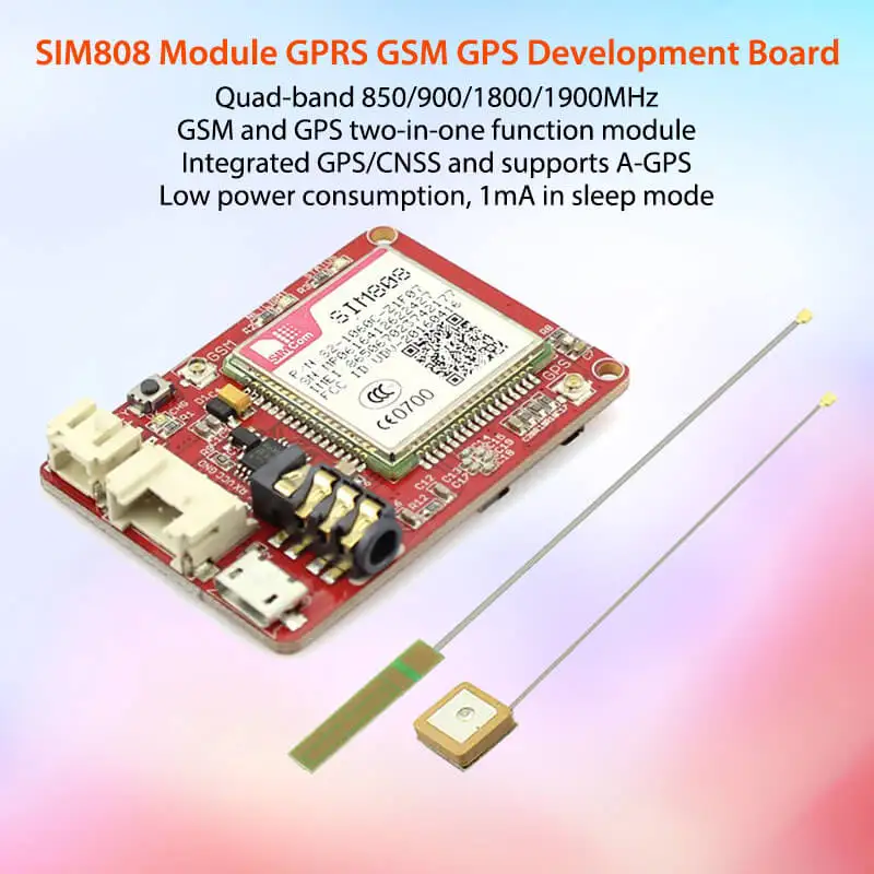 

New Arrival SIM808 GPRS/GSM Module GSM and GPS two-in-one Function Module Quad-Band With GSM Antenna and GPS Antenna DIY Kit