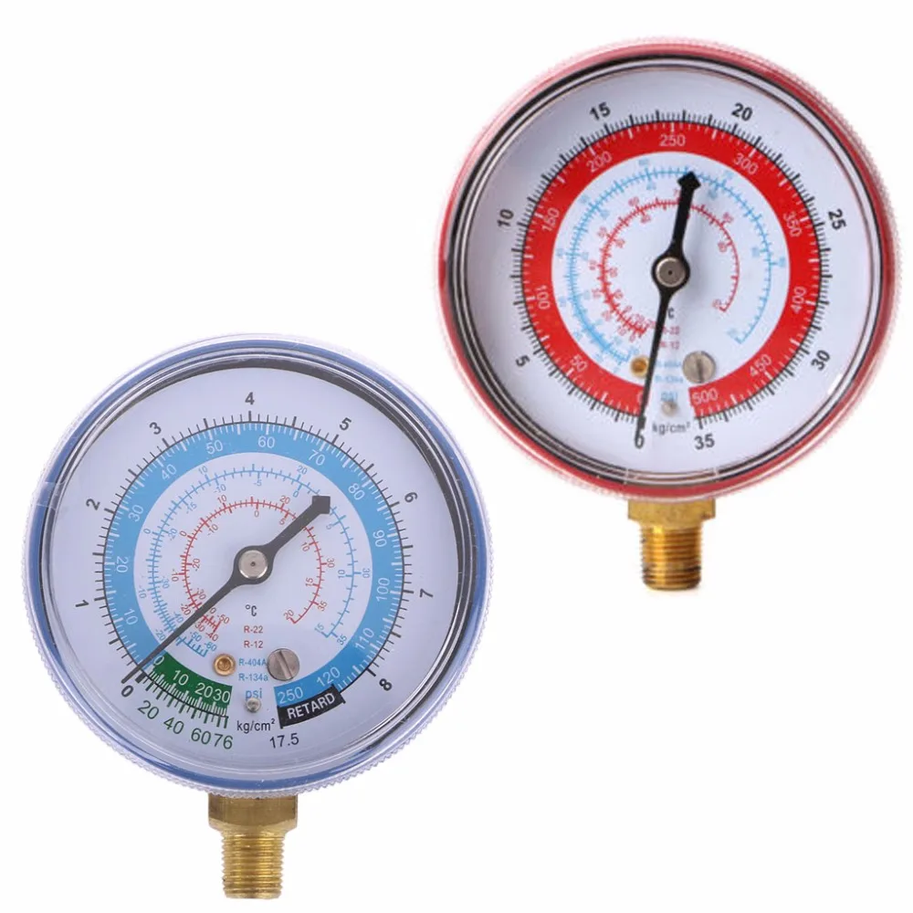 

New Air Conditioner R410A R134A R22 Refrigerant Low High Pressure Gauge PSI KPA Blue/Red High Quality