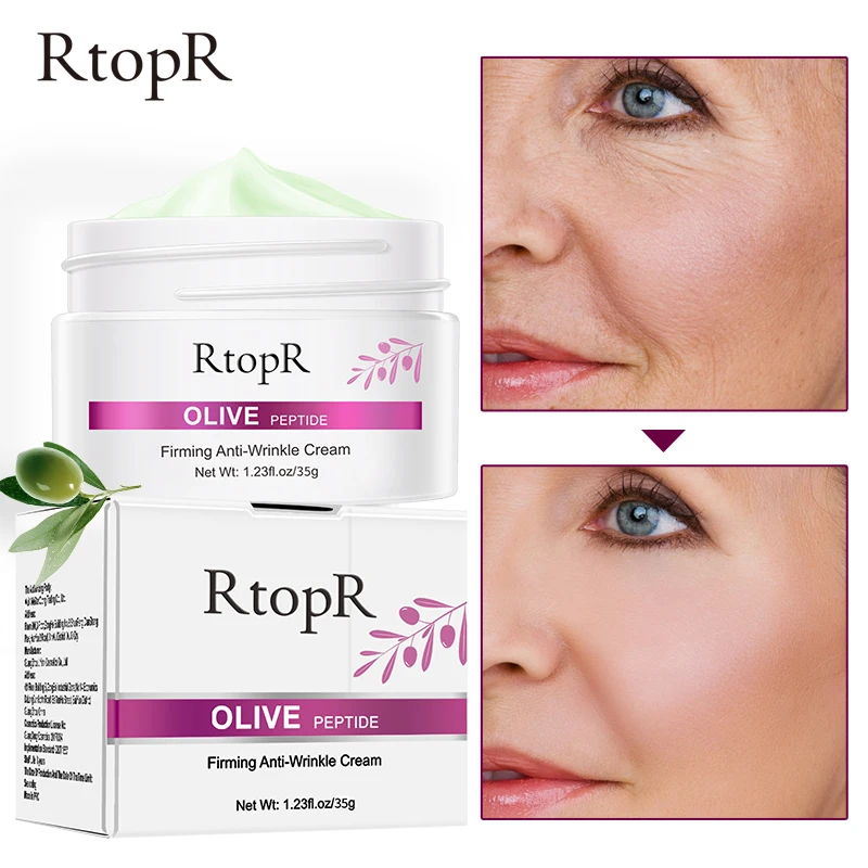 RtopR Olive Peptide Firming Anti-Wrinkle Cream Reduce Face Fine Lines Tighten Pores Whitening Oil Control Acne hydrating skin