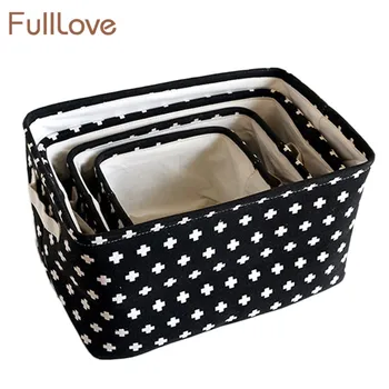 

FullLove Cross Printed Storage Basket Folding Black S M L XL Clothes Stationery Organizer Toys Case Home Storage & Organization