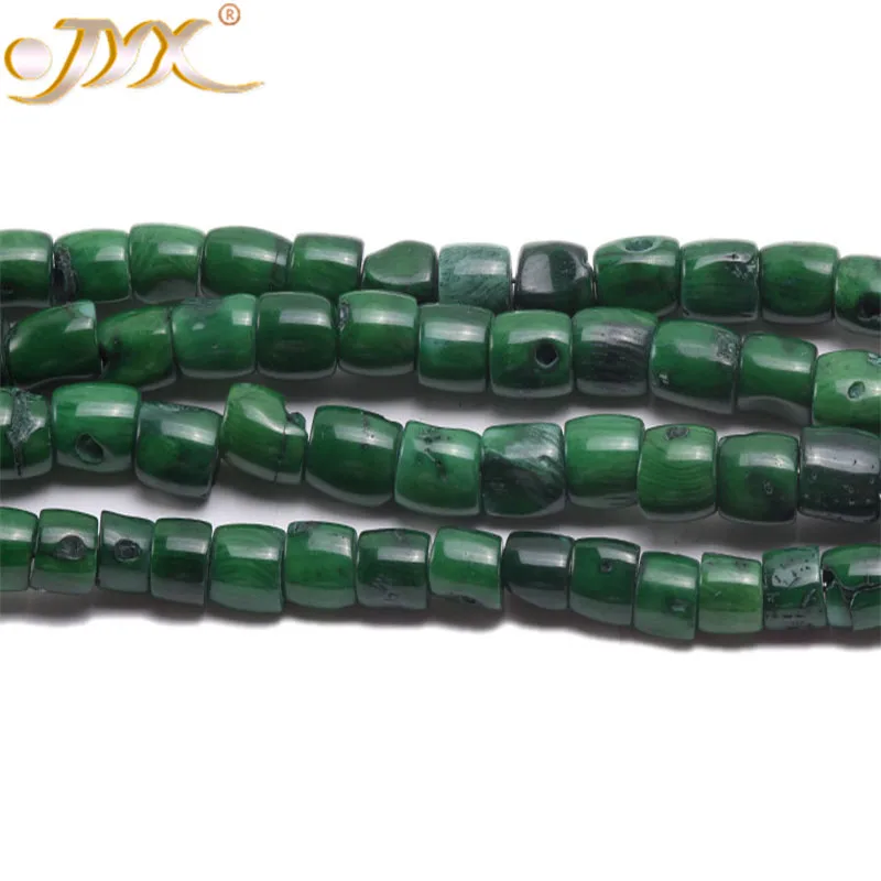 

JYX Elegant Wholesale 8x10mm Pillar-shaped Green Coral Beads Loose String Loose Gemstone Strand 16.5" DIY Necklace Jewelry