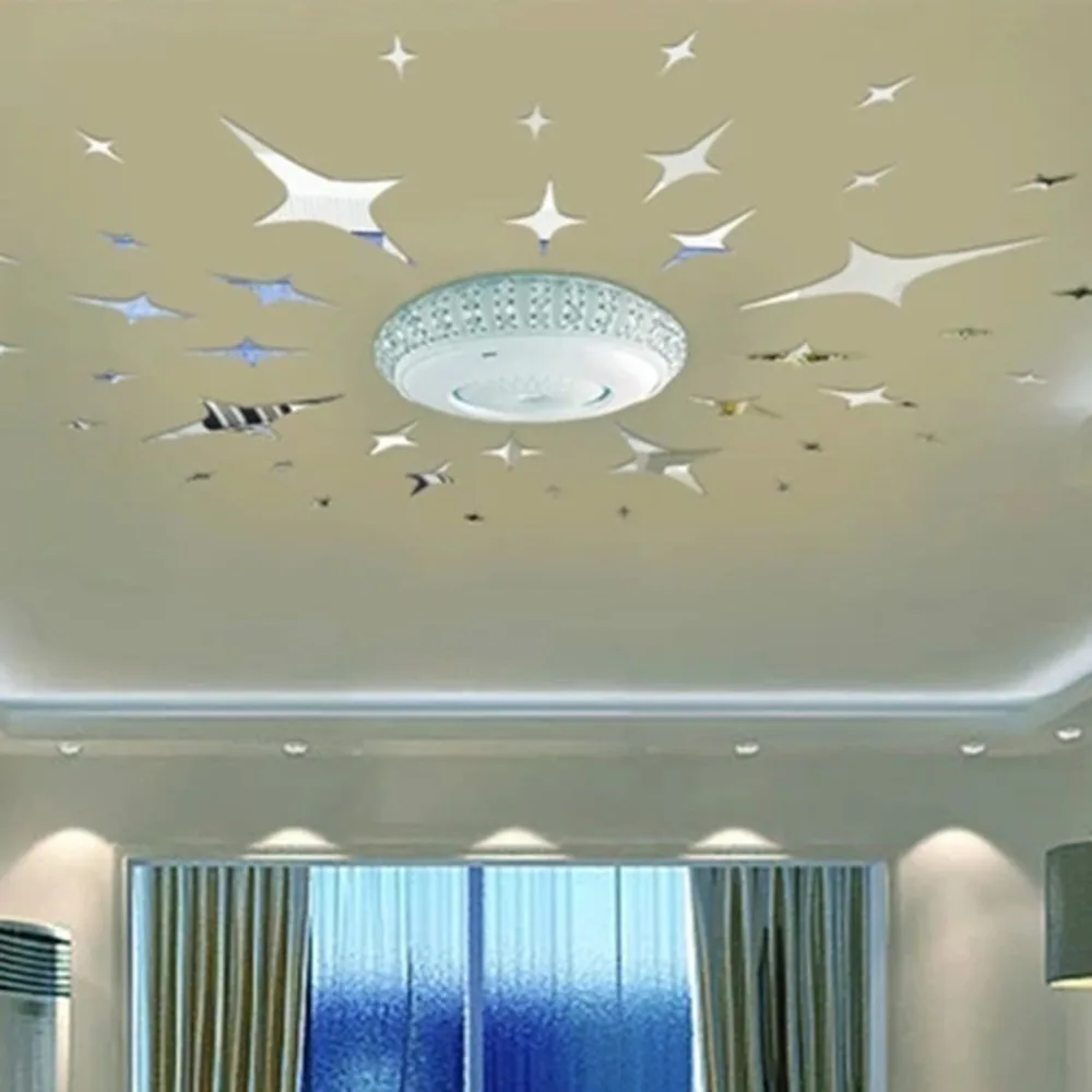 43pcs Stars Sky Mirror Sticker Wall Ceiling Room Decal Decor Art DIY on