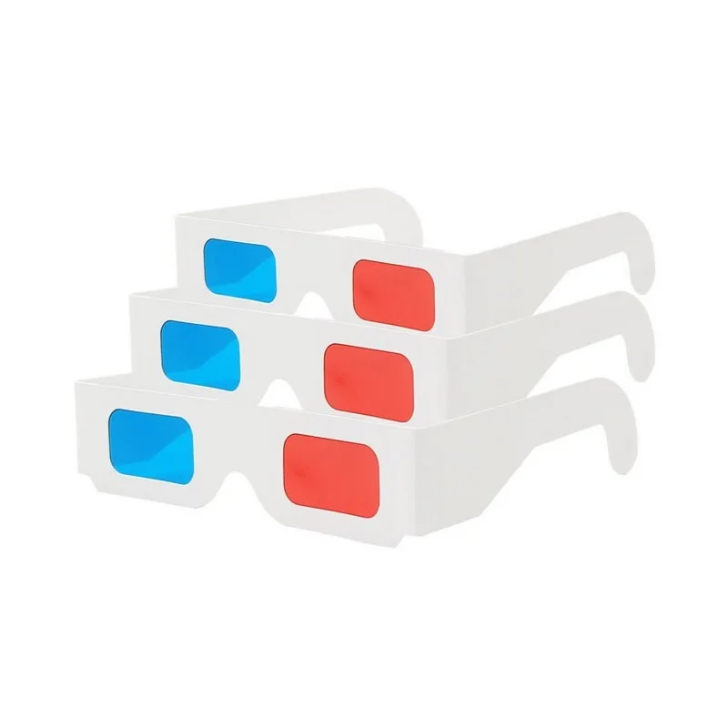 100 Pairs Universal Paper 3D Glasses Red Cyan Anaglyph Glasses for Movies image 3