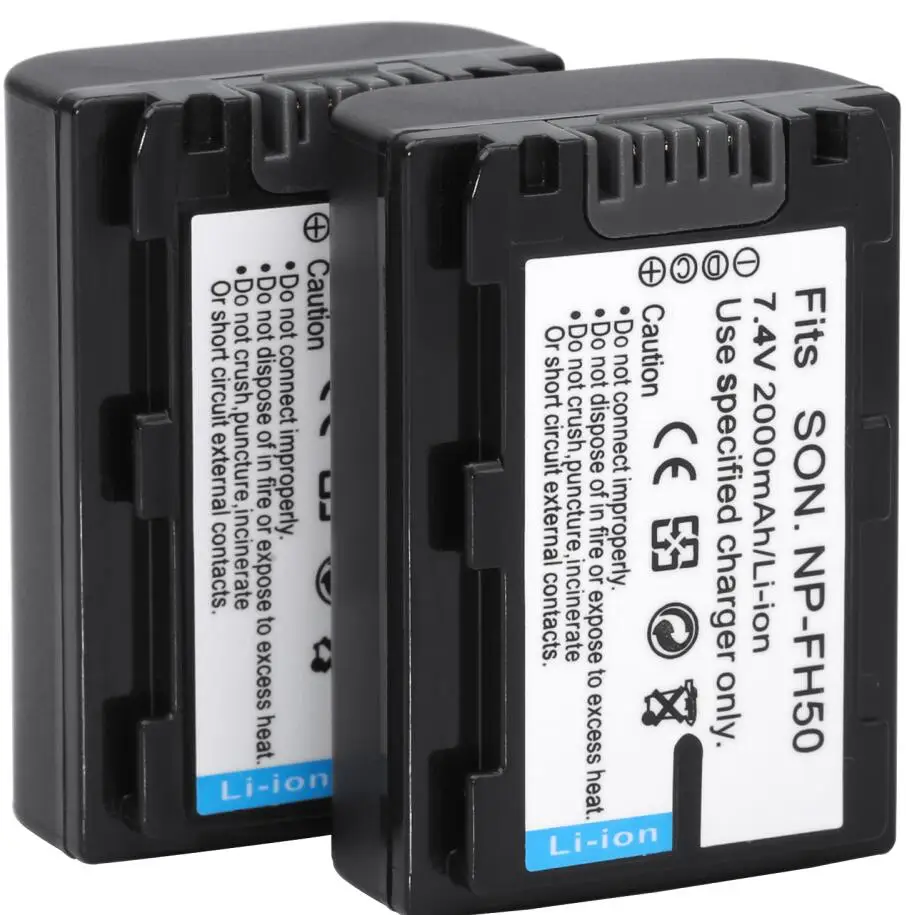 2 battery NP-FH50 Батарея+ Зарядное устройство для sony NP-FH40 DSC-HX1 HX100V DSLR A230 A330 DCR-SR42 DCR-SR60 DCR-SR62 DCR-SR80 DCR-SR82 - Цвет: 2 battery