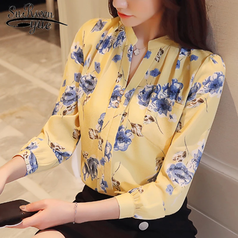 

Fashion 2019 OL blouses women tops long sleeve print chiffon women blouse shirt feminine blouses women shirts blusas Z0001 40