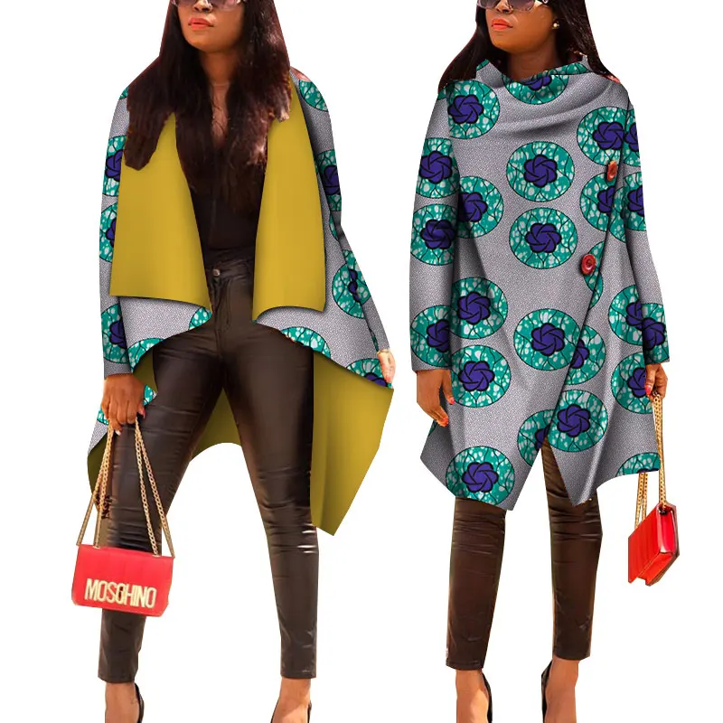 Women African Tops African Print Cotton Casual Coat Women Bazin Riche Trench Coat Lady Traditional African Clothes WY4715 - Цвет: 16