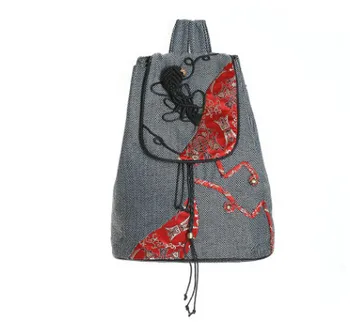 

New Fashion Appliques Women Shopping Backpack!Hot Chinese style Appliques Lady Backpacks top casual Multi-use Tassle Backracks