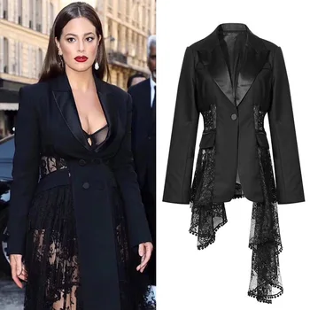 

New American stars with quality temperament big lace waist thin chic small suit jacket female