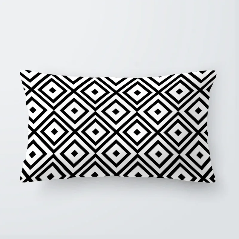 Diamond Black White Cushion Pillow Geometry Ikat Pillow Case Oriental Footbal 