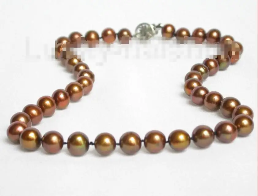

Hot sale new Style >>>>> Genuine 10mm round coffee Freshwater pearls necklace