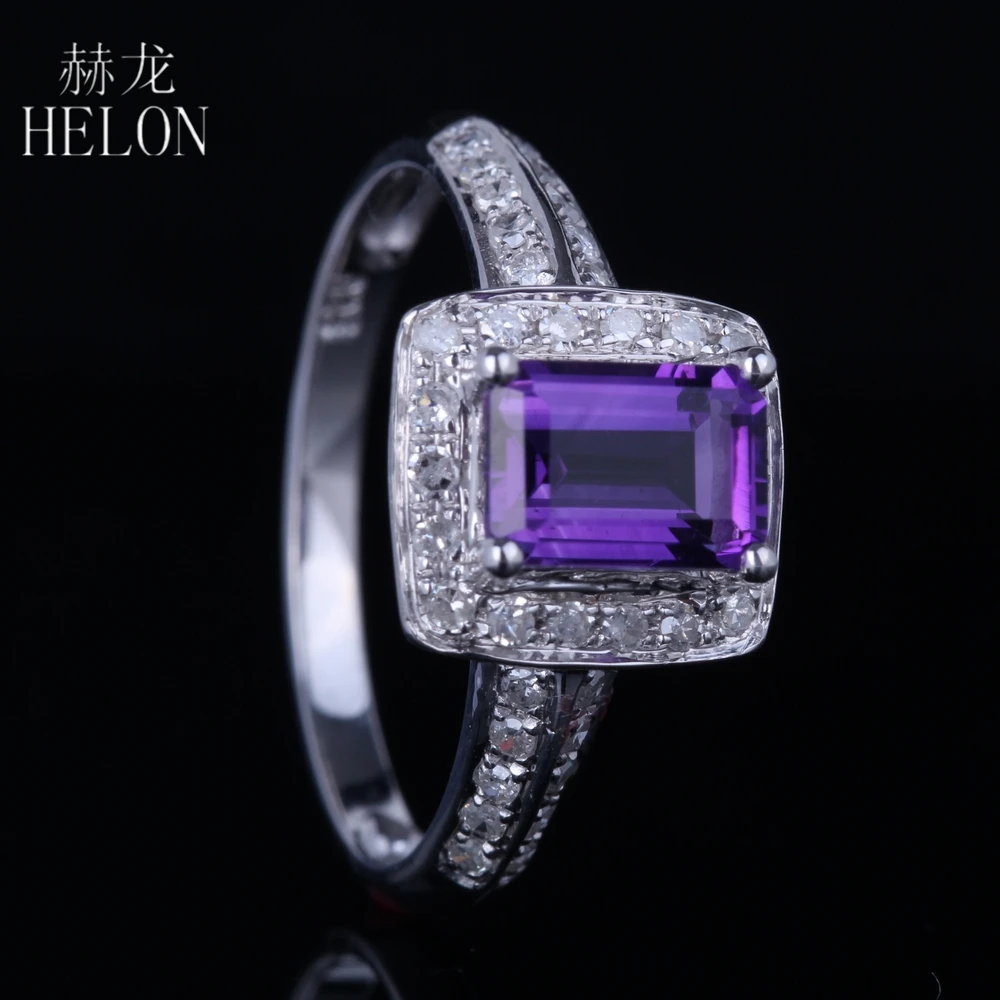 HELON твердое 10K белое золото безупречная Подушка 0.99ct кольцо с натуральным