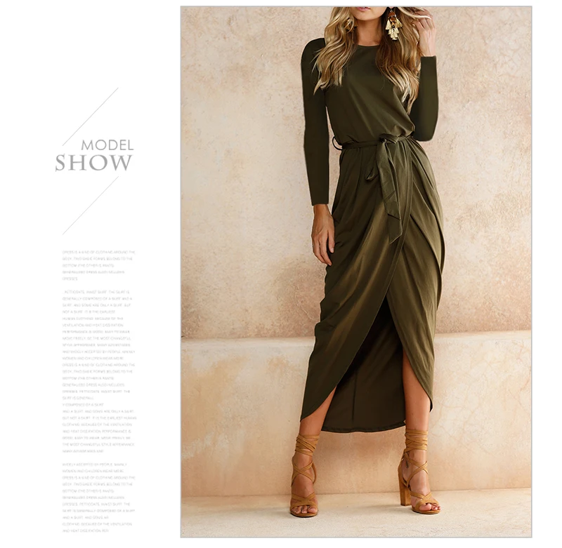 Autumn Bodycon Dress Women Sexy Split Bandage Long Sleeve Plus Size Casual Vestidos Mujer 2018 Maxi Asymmetrical O-neck Dresses  (36)