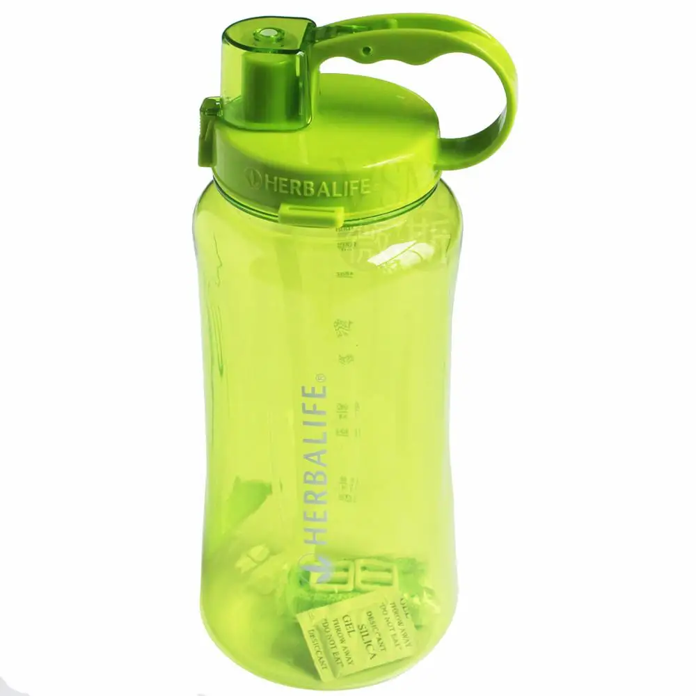6 цветов 1000 мл/2000 мл добавки herbalife Спортивная походная бутылка для воды фитнес соломы полосатый пищевой пластик бутылка для воды - Цвет: Green