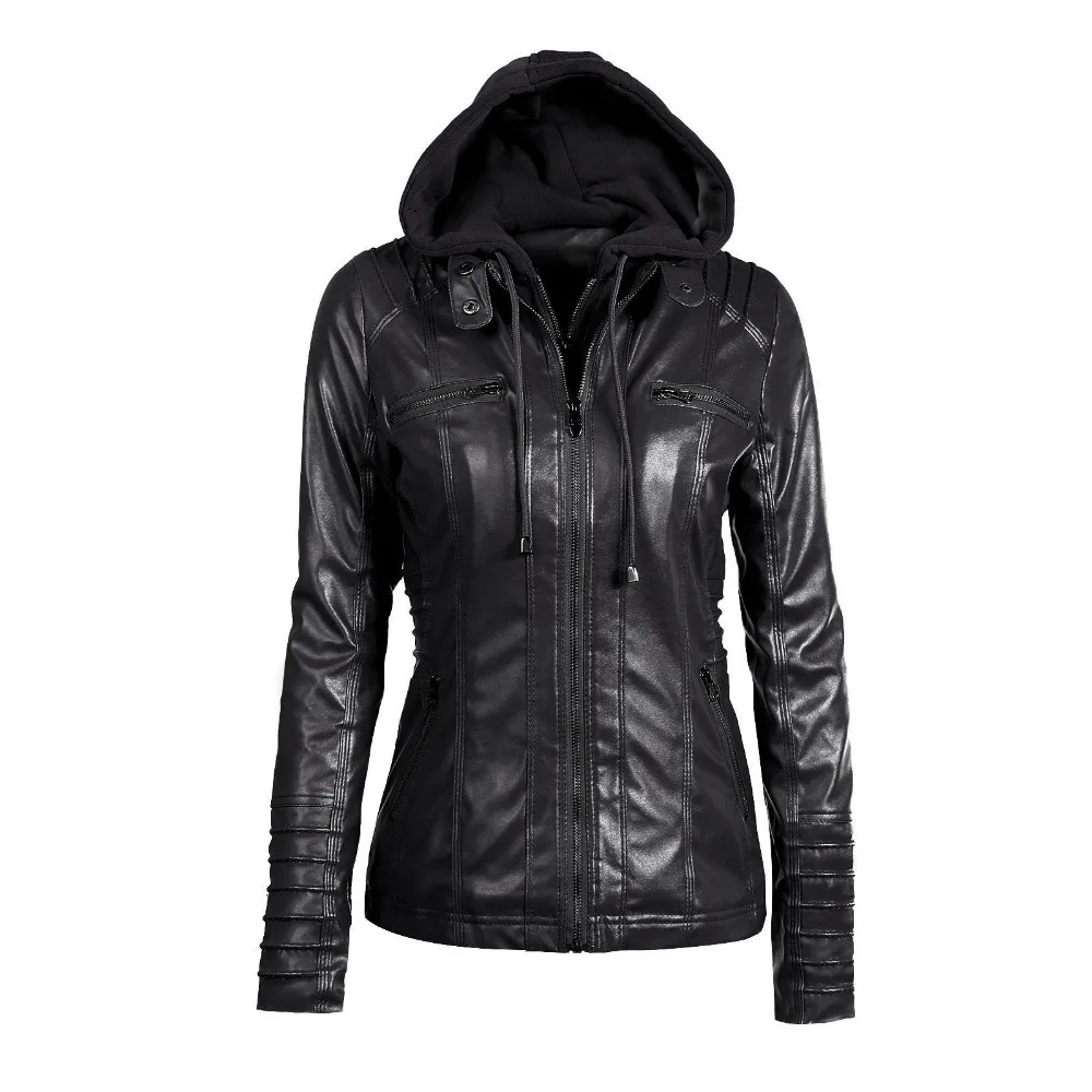 Very best  Women hoodies Winter Moto Jacket Hot Turn Down Collor Ladies Zipper Outerwear Faux Leather PU femal