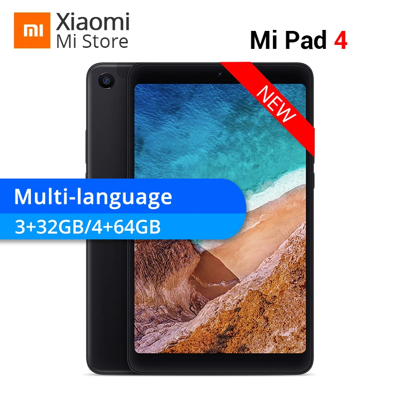 

New Original Xiaomi Mi Pad 4 32GB/64GB Tablets 4 Snapdragon 660 AIE CPU 8'' 16:10 Screen Tablet 13MP Mi Pad 4 6000mAh Battery