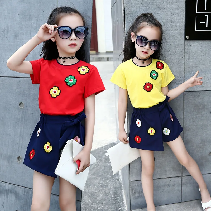 

Weixu Toddler Girls Summer Clothing Cotton Floral Embroidered T Shirt + Shorts 2pcs Set Children's Clothes for Girl 12 Years Old