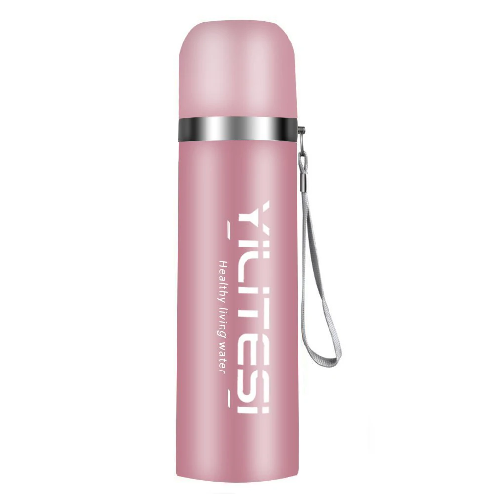 yilitesi Bullet type 500 ml 304 stainless steel Drinking cup Vacuum cup pot Champagne Pink