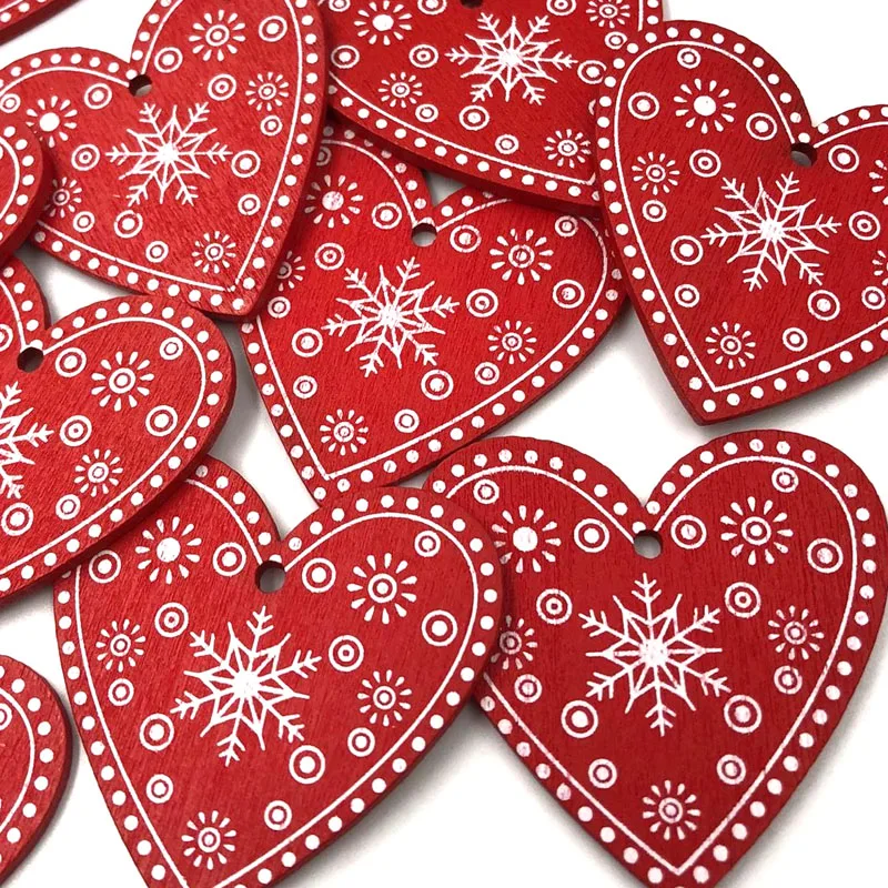 

20pcs Red Assorted Valentine's Day Wooden Button Craft Card Embellish WB496