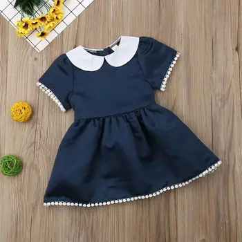 

Toddler Kids Baby Girl Polka Short Sleeve Dress Princess Party Lace Dresses
