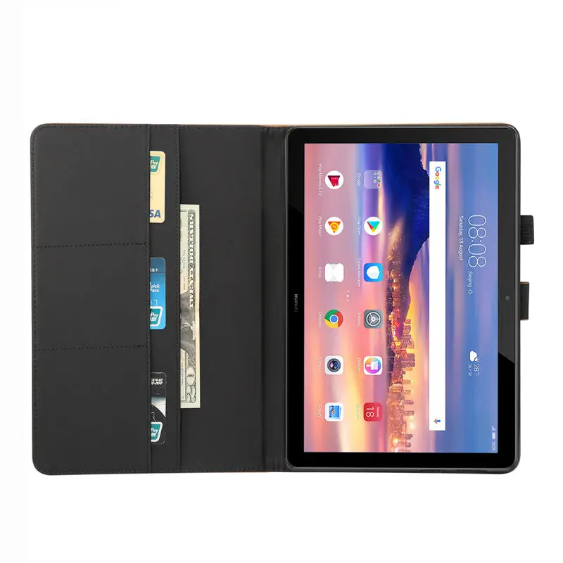 Роскошный чехол для huawei MediaPad T5 10 AGS2-W09/L09/L03/W19 10,", чехол для планшета из искусственной кожи, чехол-подставка+ пленка+ ручка