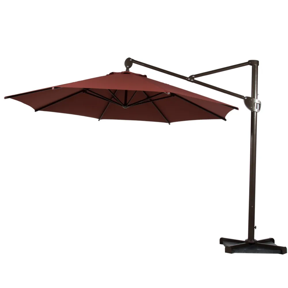 Abba Patio 11-Feet Octagon Offset Cantilever Patio Umbrella with Vertical Tilt and Cross Base Dark Red