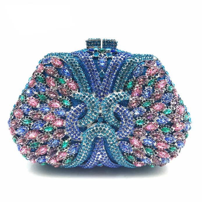 Shiny Women Big Gem Purse Hollow Out Crystal Handbag Luxury Rhinestone