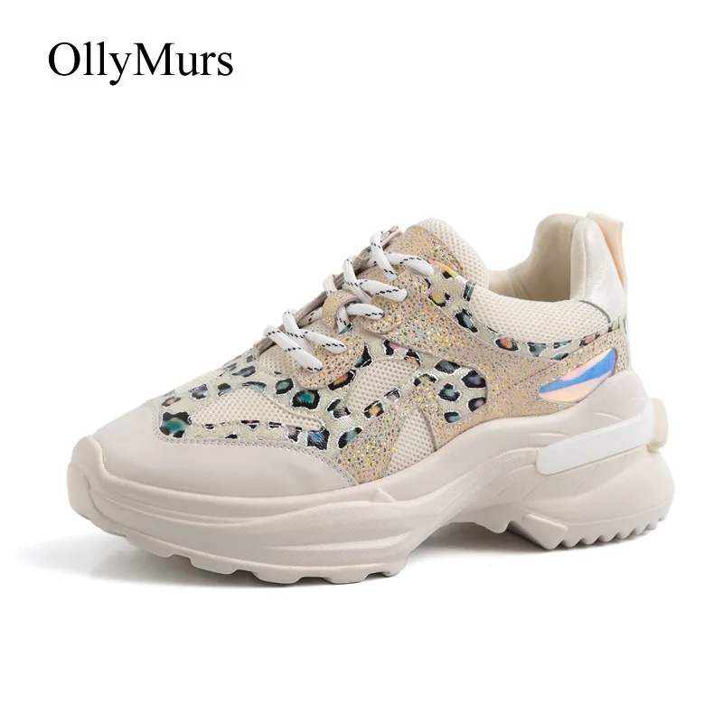 

Shoes Women Chunky Sneakers Platform zapatos de mujer 2019 Spring New chaussures femme Ladies footware Patchwork Leopard Shoes